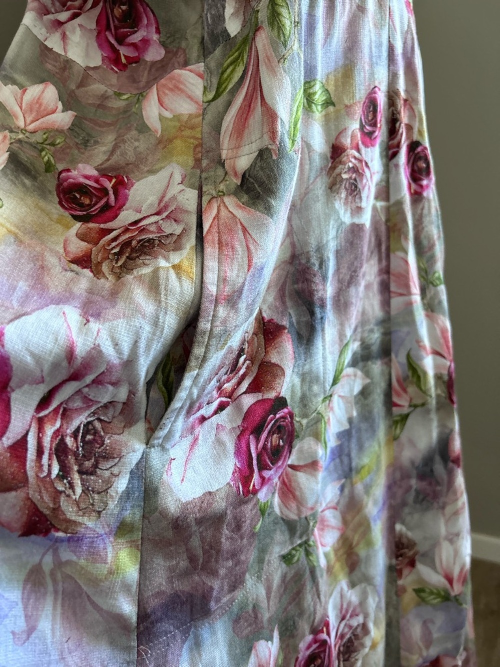 Blue Sky Morgan midi Dress Norwich Linen Bamboo pretty Floral watercolor flowers - Picture 4 of 13